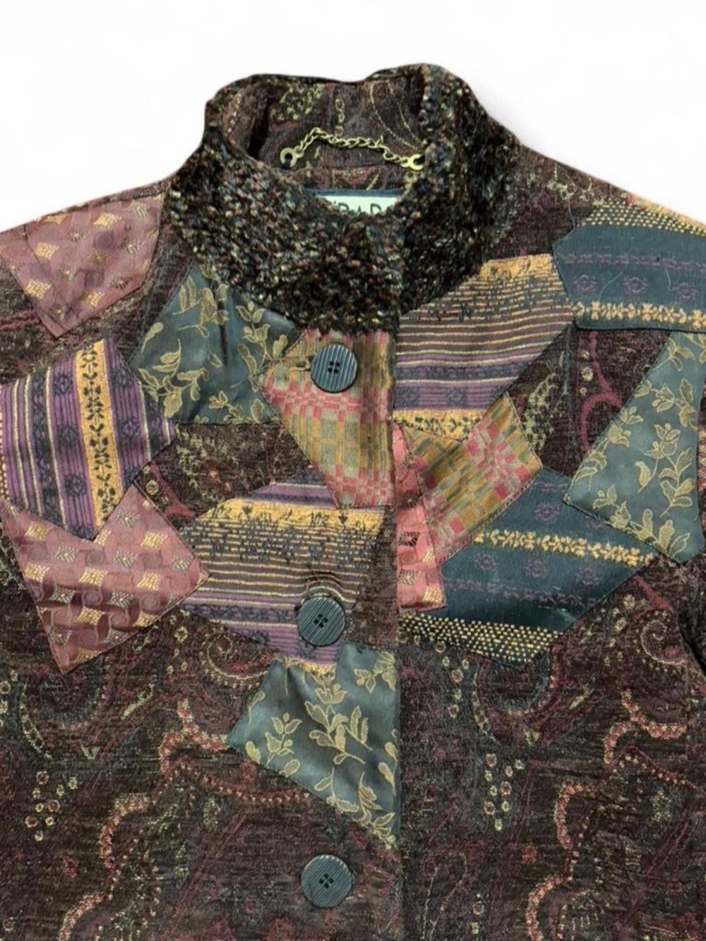 Vintage brown WRAPS patchwork coat - Picture 4 of 5